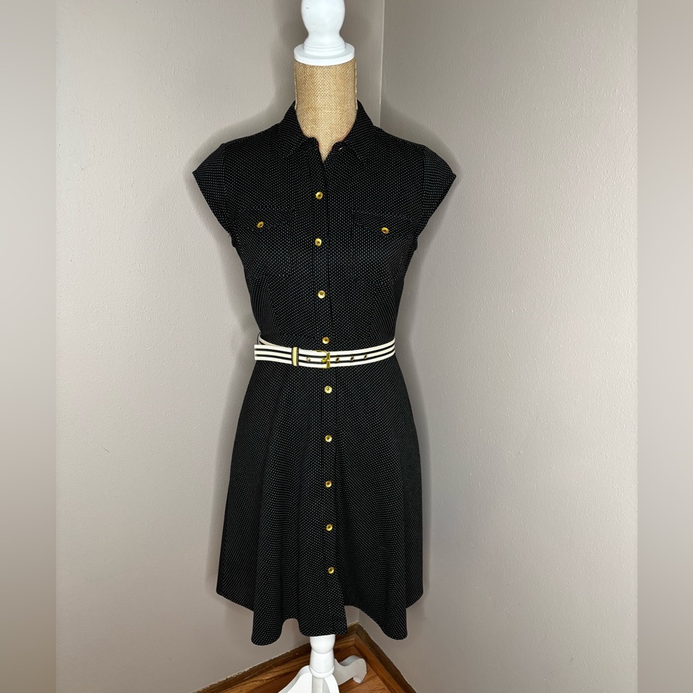 The Limited Vintage Style Dress Women’s Size 2 Black Polka Dot button-up belted